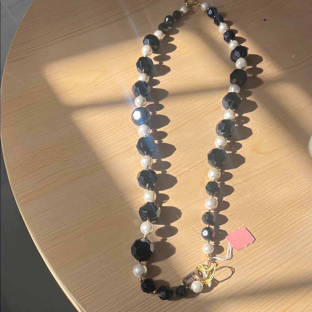 NWT!  Black and White Beaded Necklace!